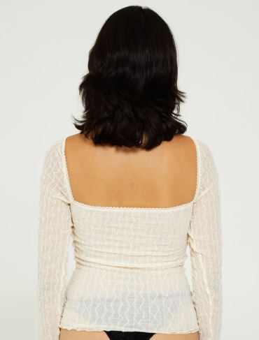Find Me Now Ross Square Neck Long Sleeve Top Off White