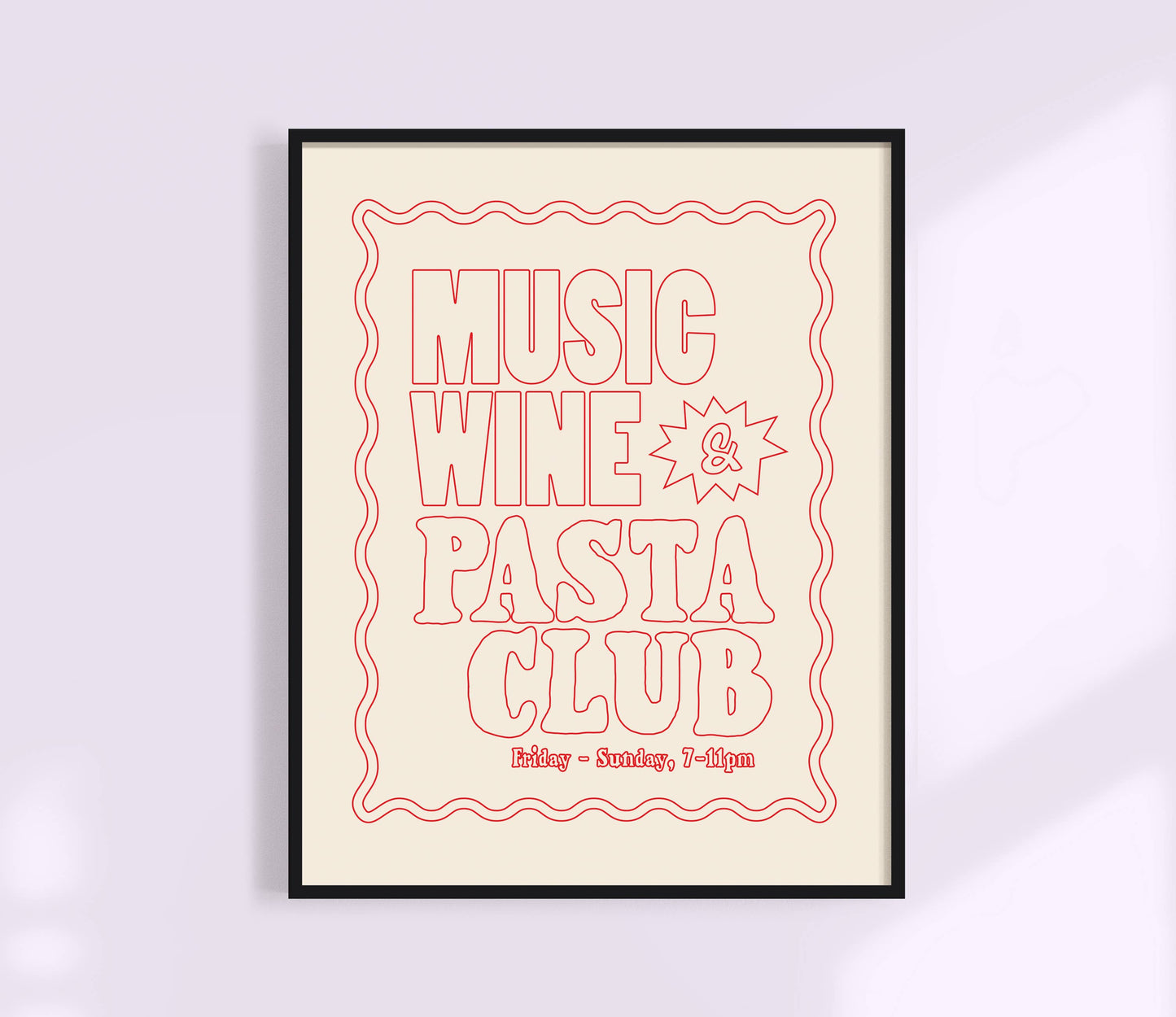 Music, Wine + Pasta Club Print