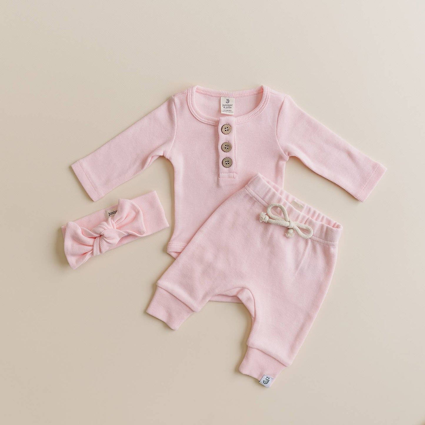 Organic 3 Button Bodysuit | Pink
