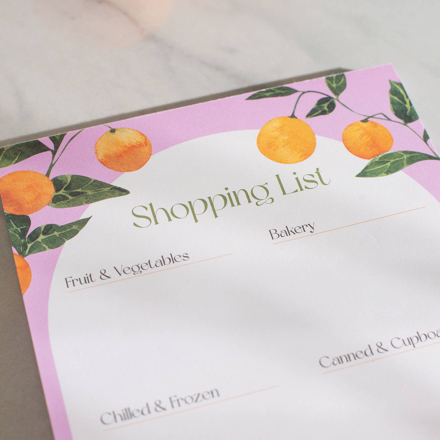 Orangerie Shopping List Pad