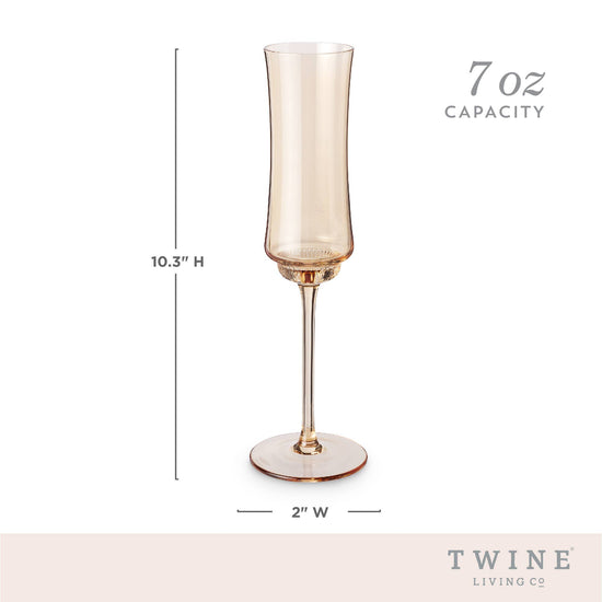 Tulip Amber-Tinted Glass Stemmed Champagne Flutes - Set of 2