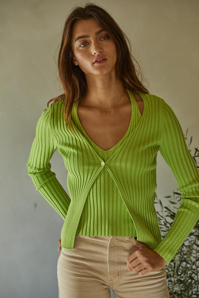 By Together Ariana Sweater Set Lime Green