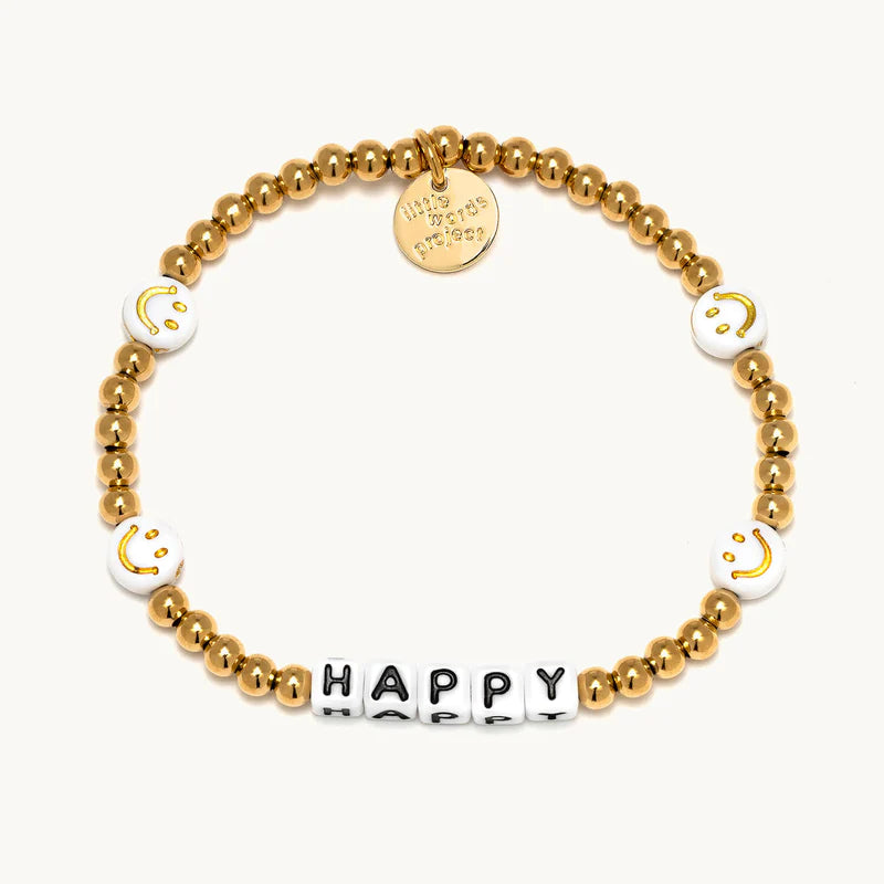 Little Words Project Happy Waterproof Gold Bracelet