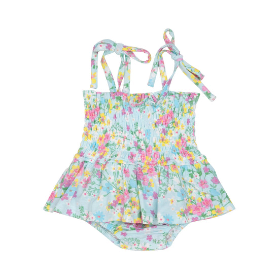 Angel Dear Little Buttercup Floral Smocked Bubble with Skirt