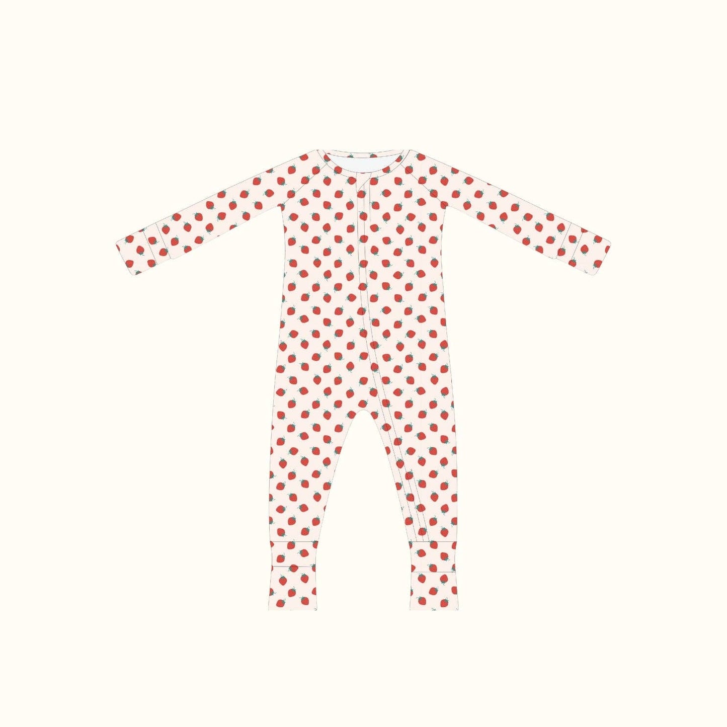 Strawberry Print 2-way zip romper footy sleeper