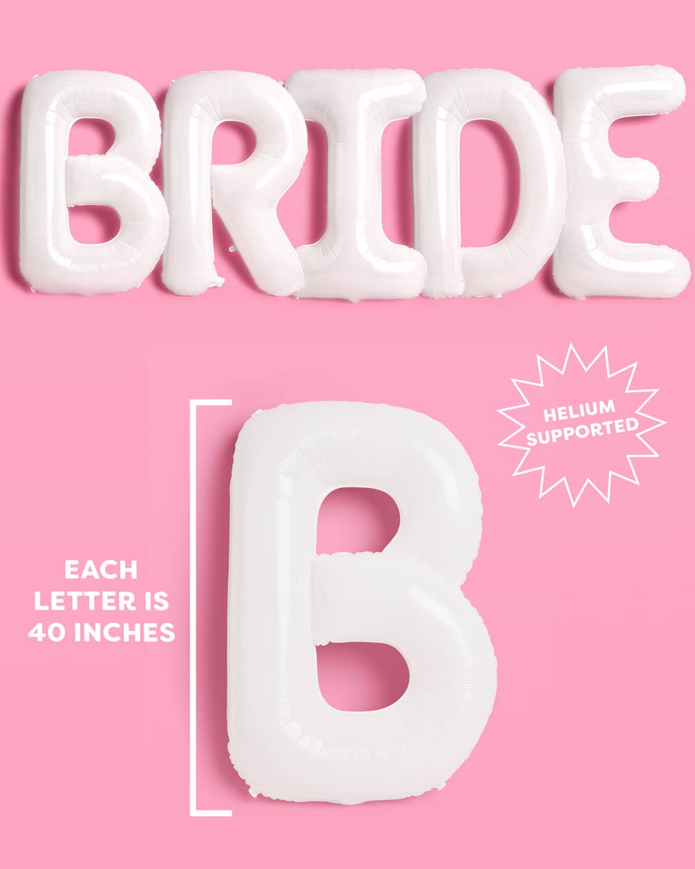 White Jumbo BRIDE Balloons 40 Inch | Bridal Shower Bach