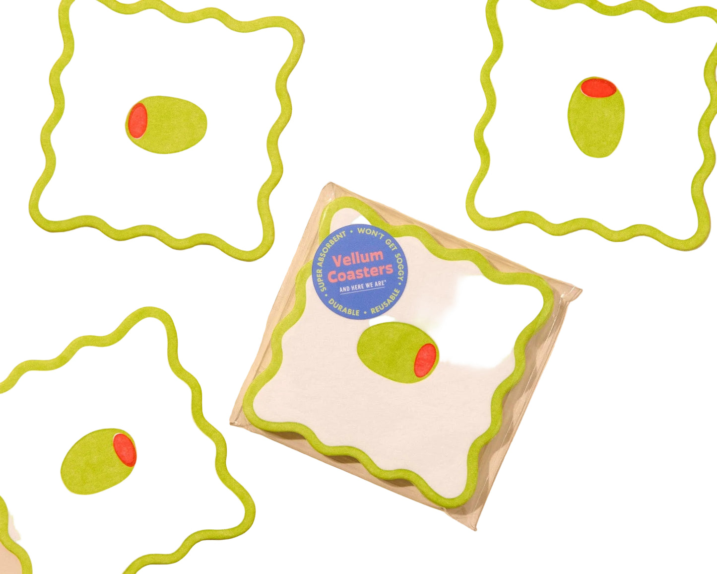 Olive Reusable Vellum Coasters