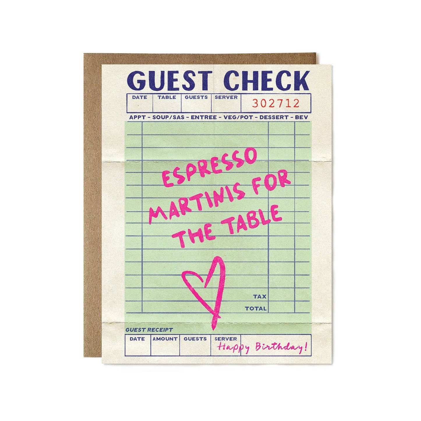 Espresso Martini Guest Check Card