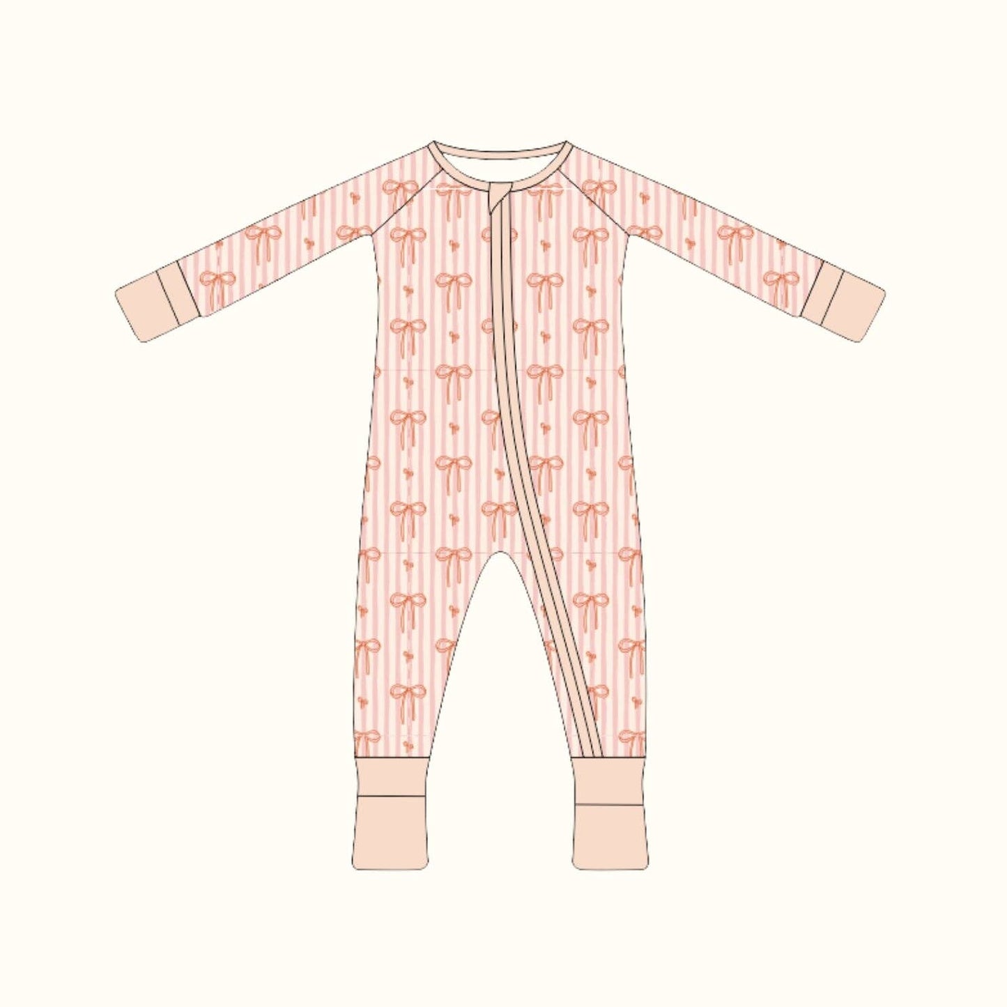 Bow Stripe Bamboo Baby Pajamas