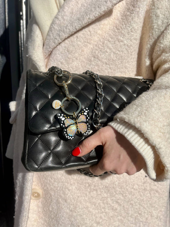 Solar Eclipse Hand-painted Monarch Butterfly Bag Charm + Keychain