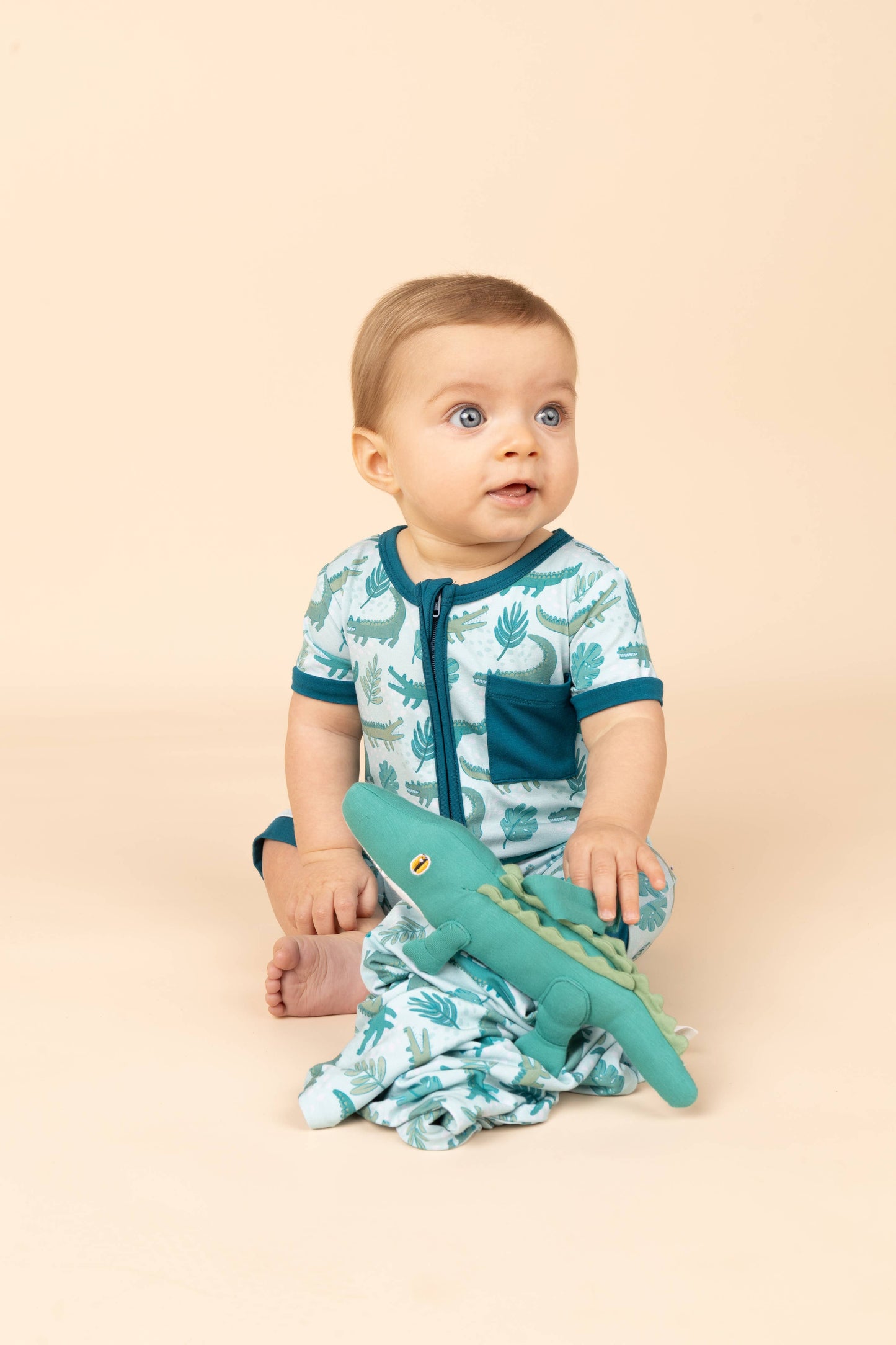 Later Gator Alligator Bamboo Baby Shortie Romper