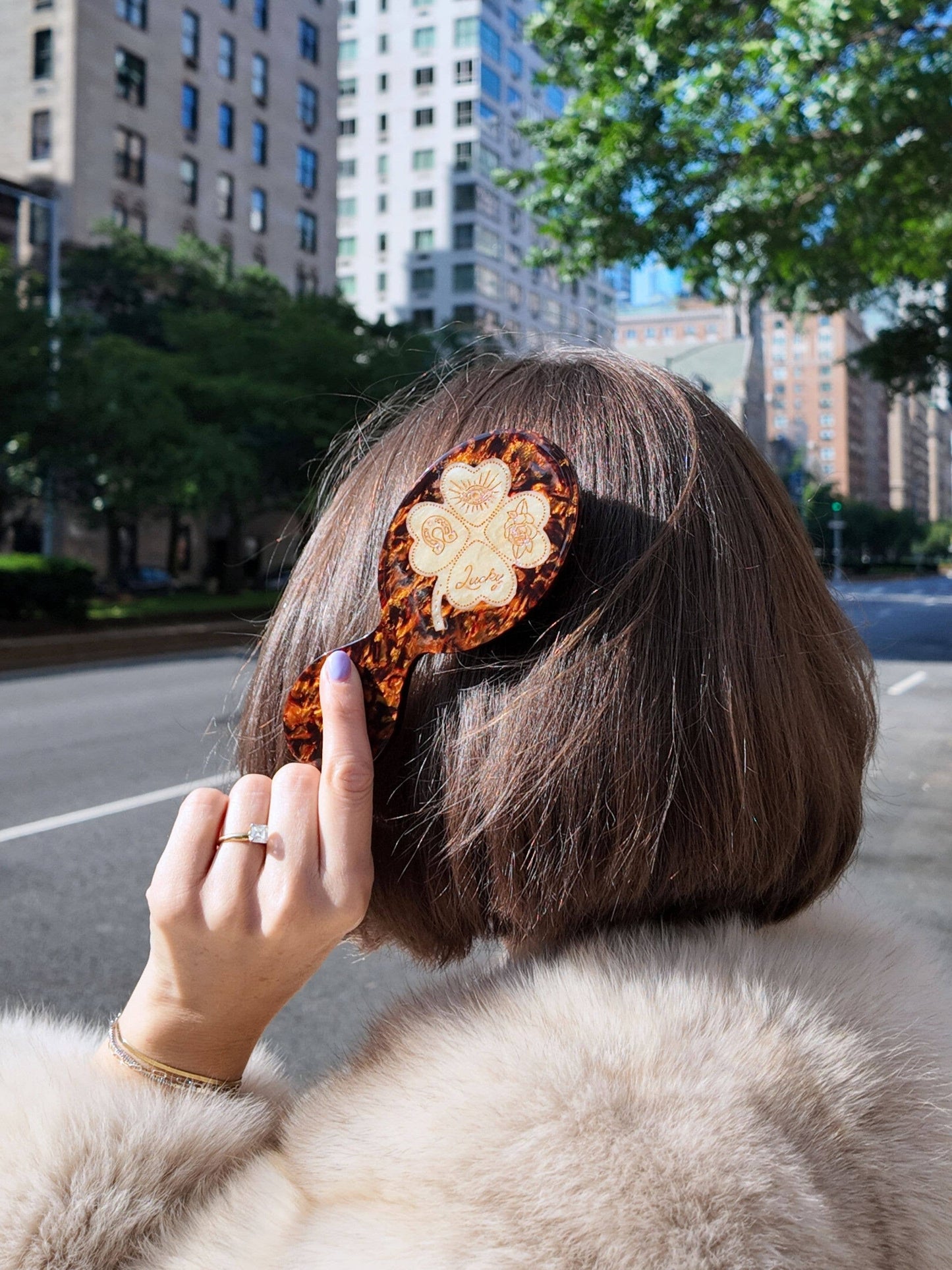 Solar Eclipse Hand-painted Lucky Clover Handbag Hero Brush