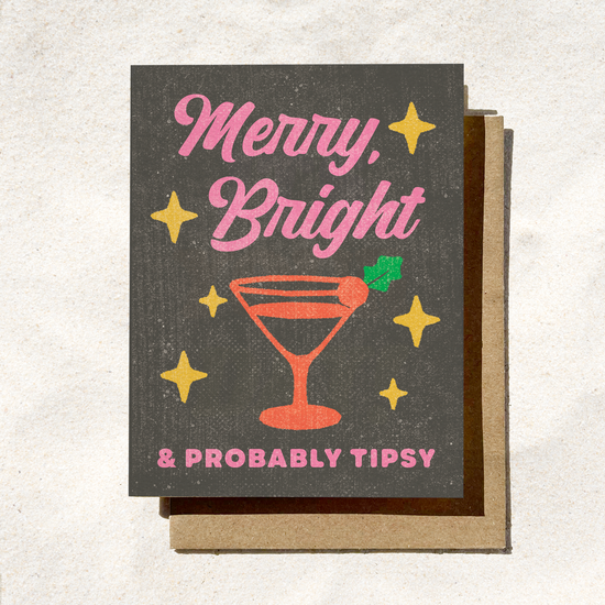 Merry, Bright & Probably Tipsy Holiday Card