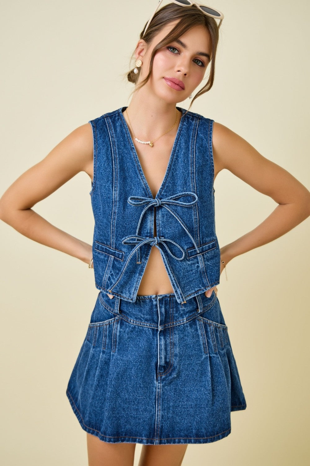 Josie Tie Front Denim Vest