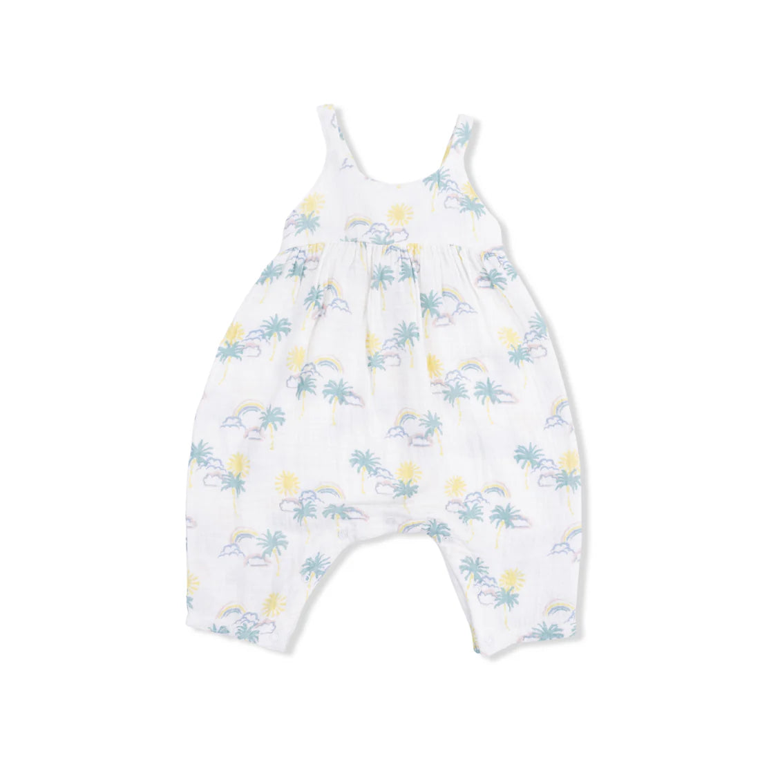 Angel Dear Tie Back Romper Palm Trees & Rainbows