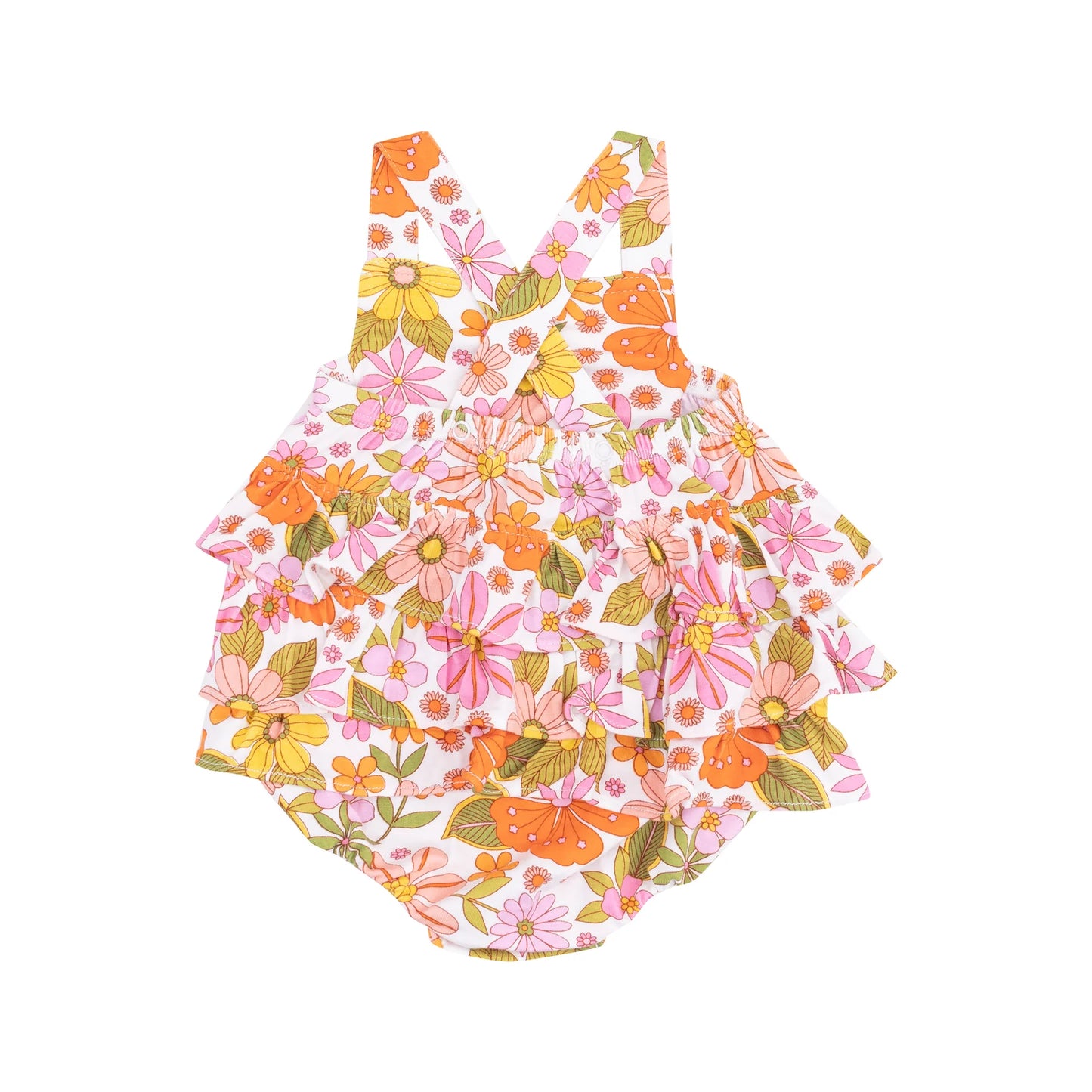 Angel Dear Boho Beachy Floral Ruffle Sunsuit