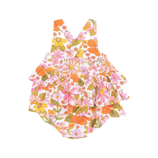 Load image into Gallery viewer, Angel Dear Boho Beachy Floral Ruffle Sunsuit
