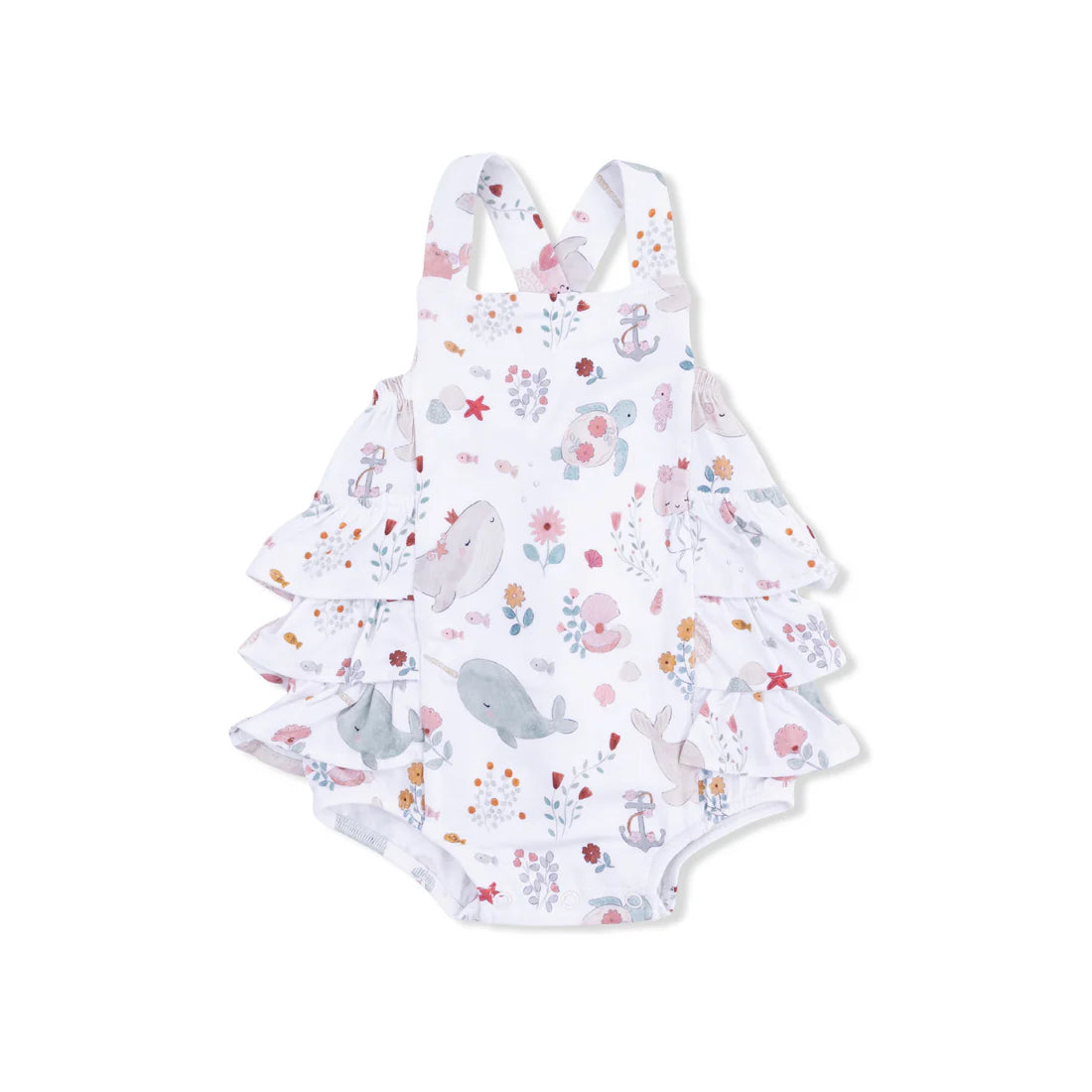Angel Dear Ruffle Sunsuit Garden Sea Creatures