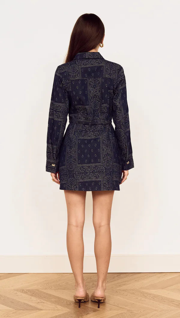 MINKPINK Delphi Paisley Jacquard Denim Dress