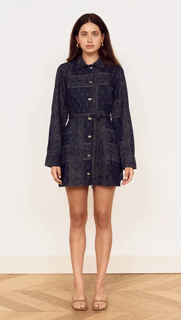 MINKPINK Delphi Paisley Jacquard Denim Dress