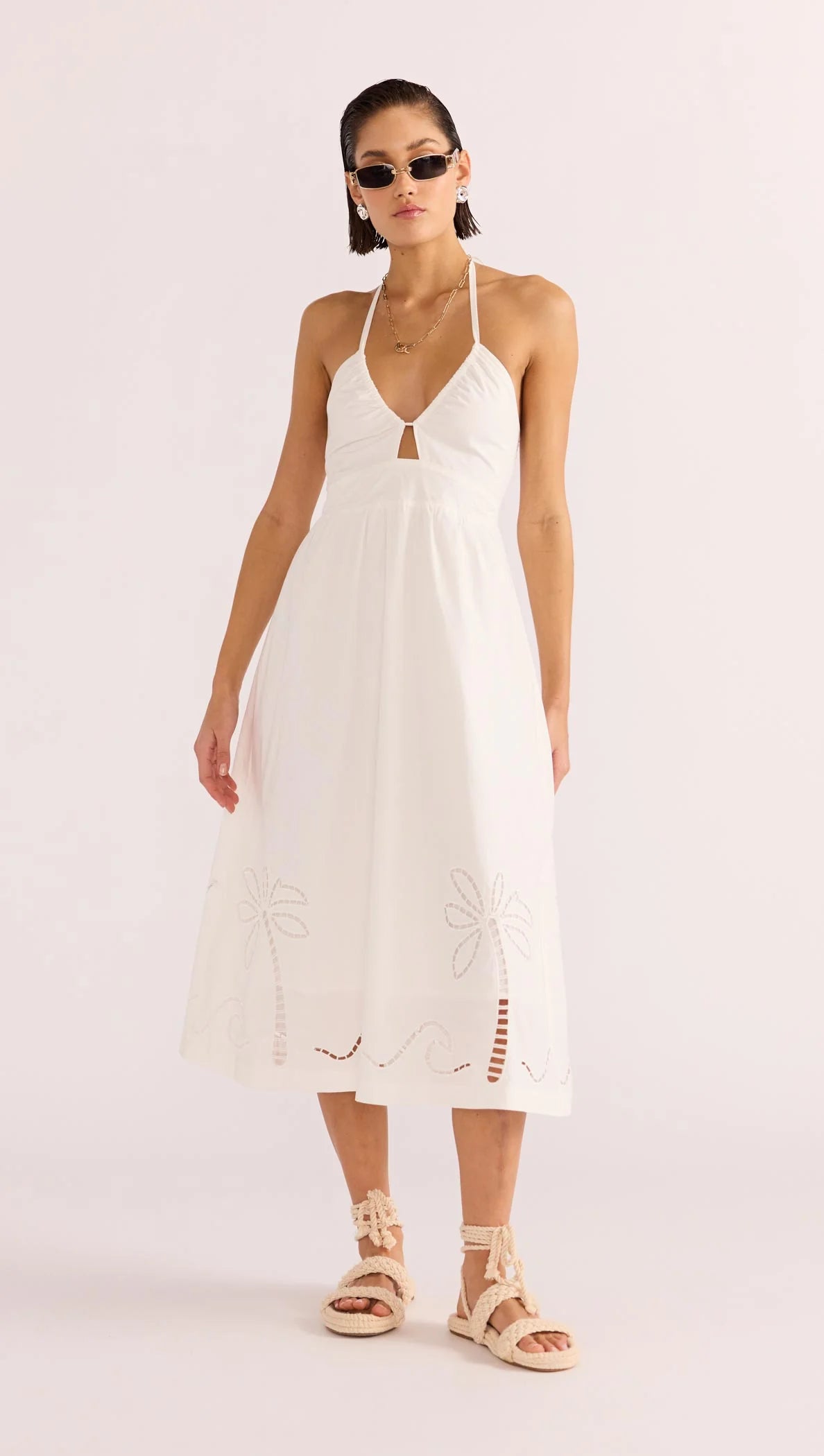 MINKPINK White Romina Broderie Midi Dress Small MINKPINK White Romina Broderie Midi Dress Small