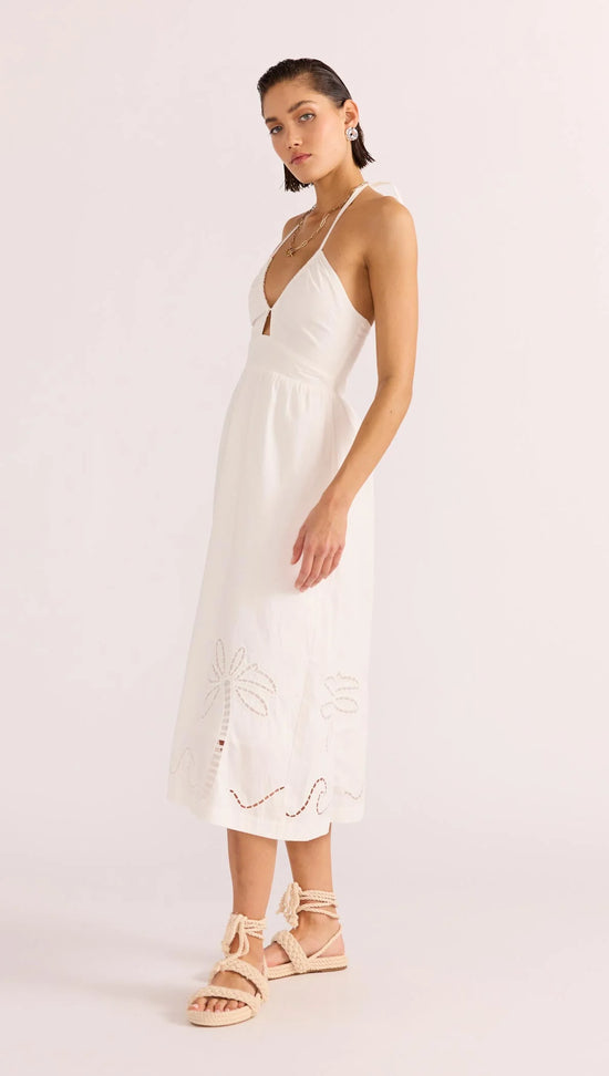MINKPINK White Romina Broderie Midi Dress