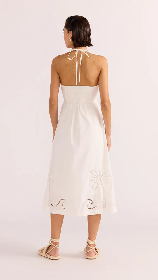 Load image into Gallery viewer, MINKPINK White Romina Broderie Midi Dress
