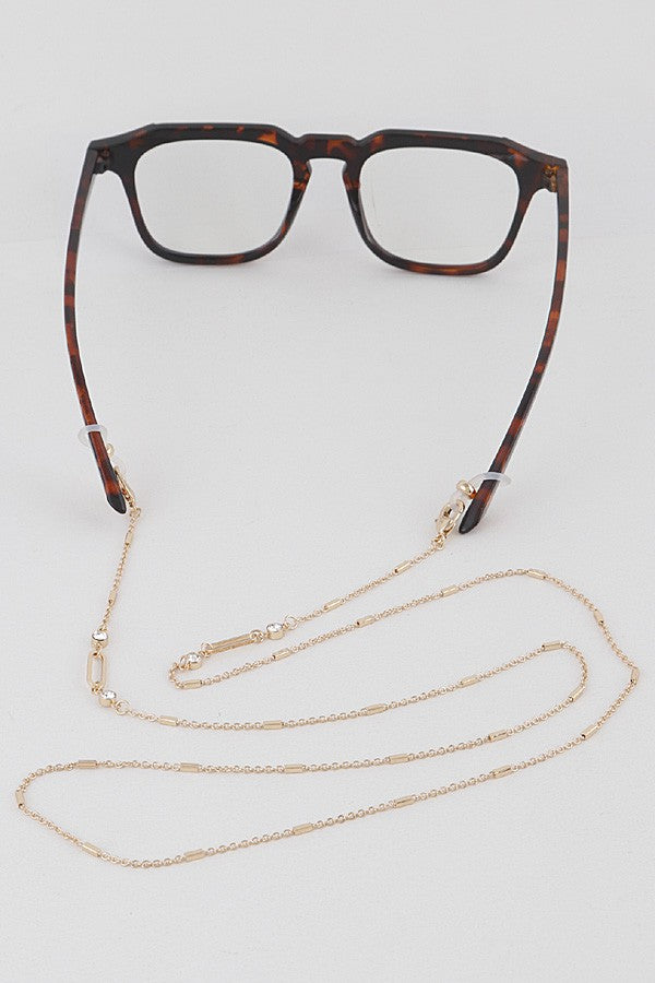 Gold with Clear Stones Eyeglass Chain