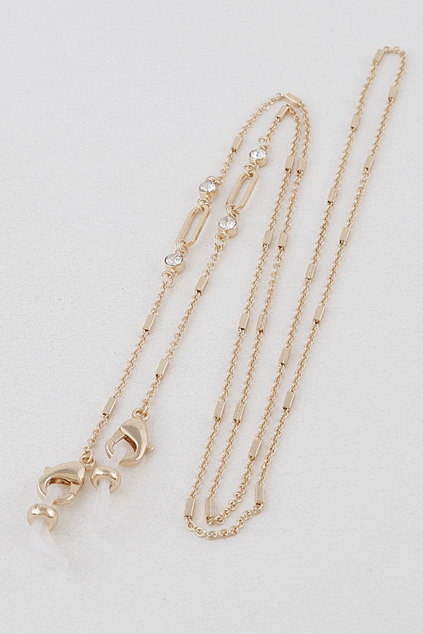 Gold with Clear Stones Eyeglass Chain