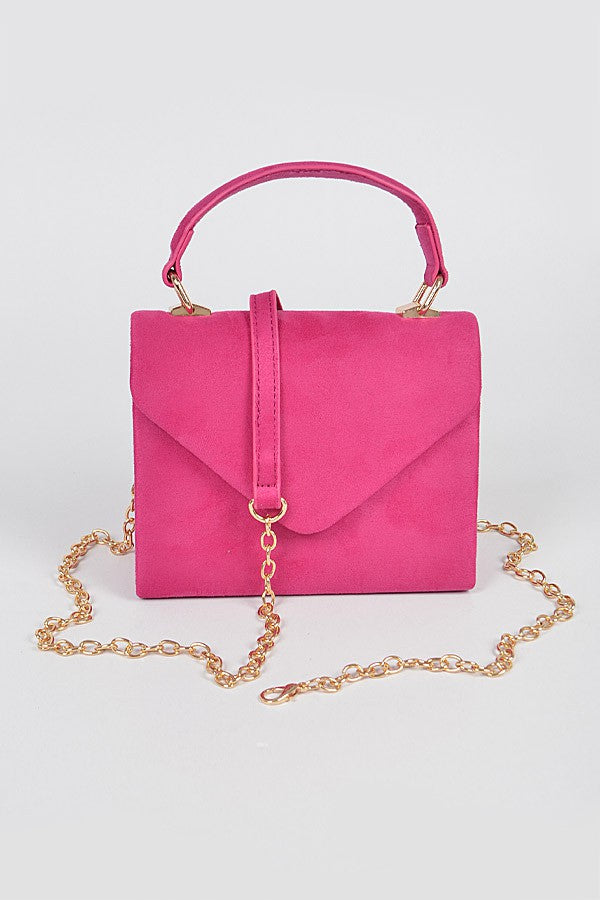 Load image into Gallery viewer, Faux Suede Clutch Fuschia
