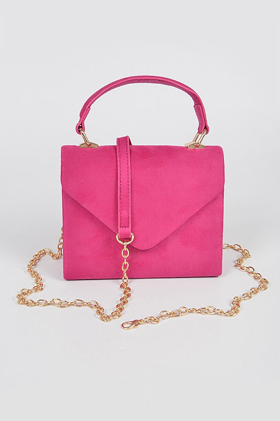 Load image into Gallery viewer, Faux Suede Clutch Fuschia

