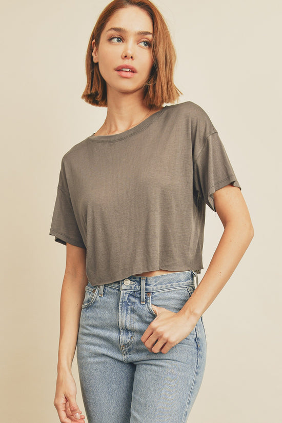 Raw Hem Tee Charcoal