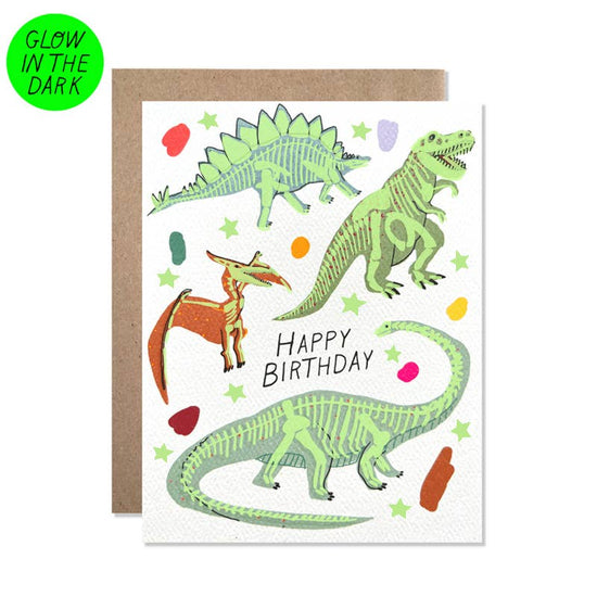 Load image into Gallery viewer, Happy Birthday GLOW IN THE DARK Dinosaurs Card
