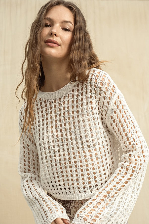 Chloe Crochet Sweater Natural