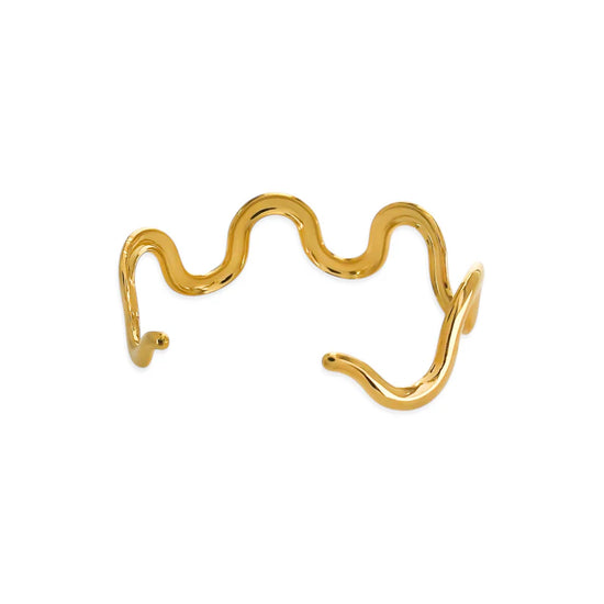 Load image into Gallery viewer, Thin Wavy Cuff Gold Water Resistant
