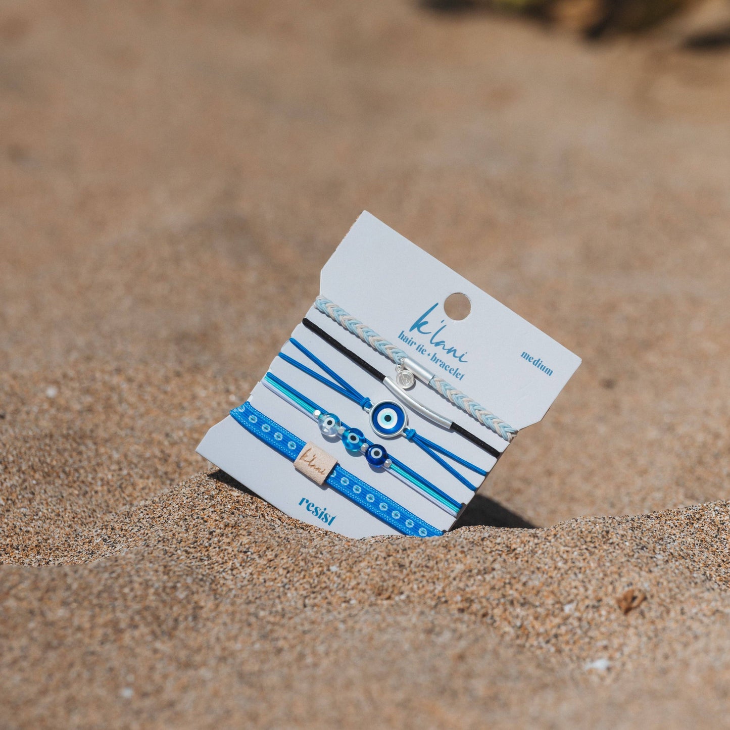 K'lani "Resist" Blue Evil Eye Hair Tie Bracelets