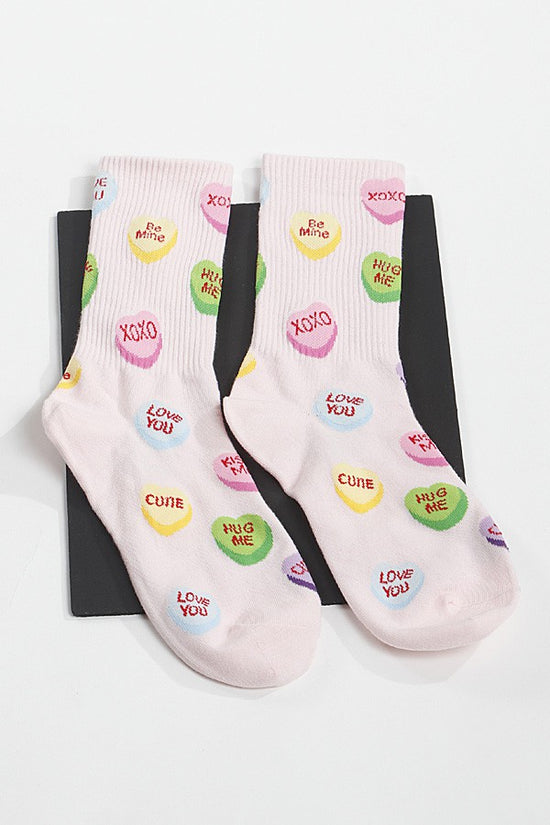 Pink Love Heart Socks