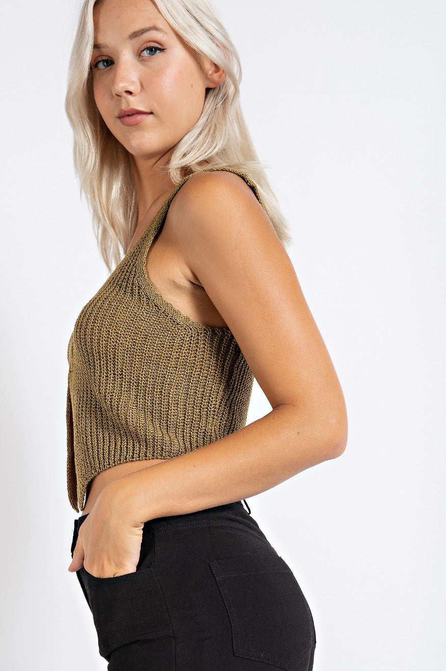 Load image into Gallery viewer, Jenna Olive Crop Vest

