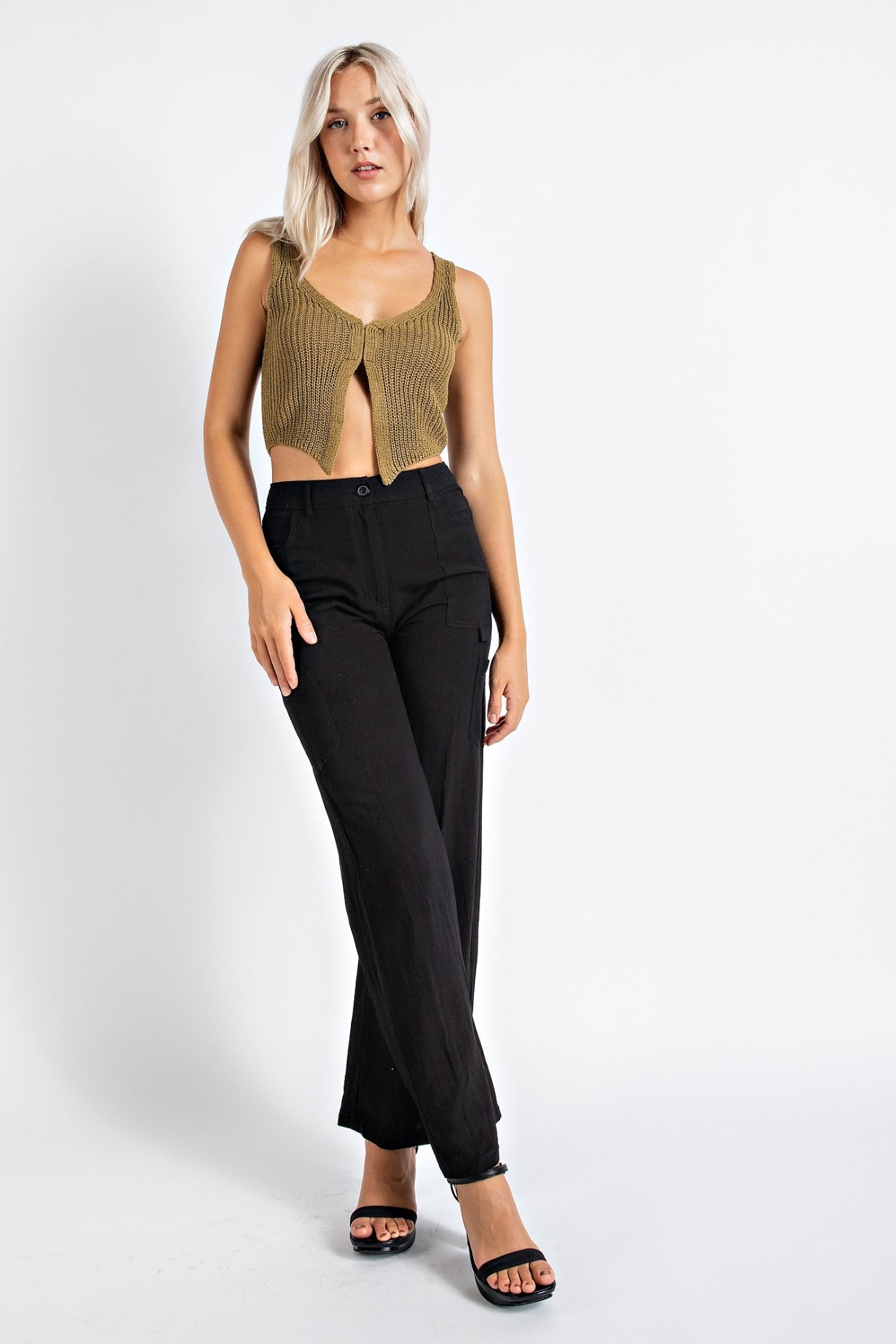 Jenna Olive Crop Vest