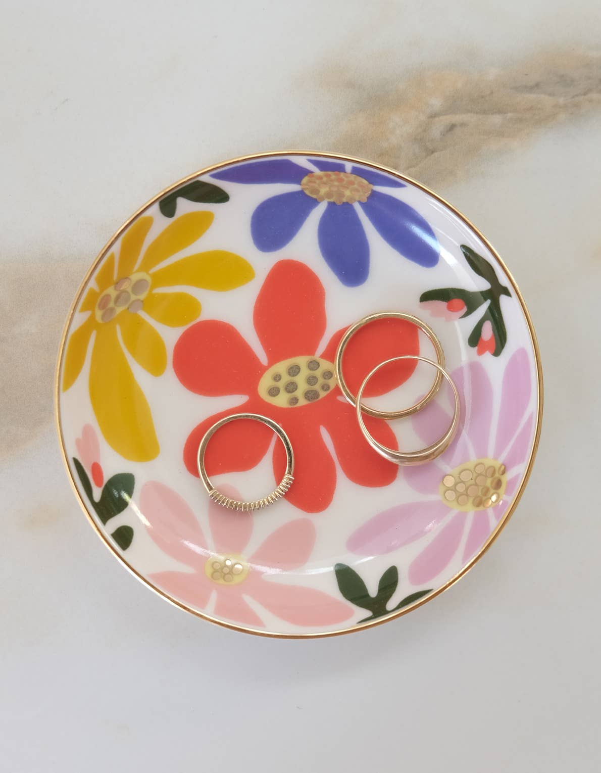Porcelain Trinket Dish Primary Blooms