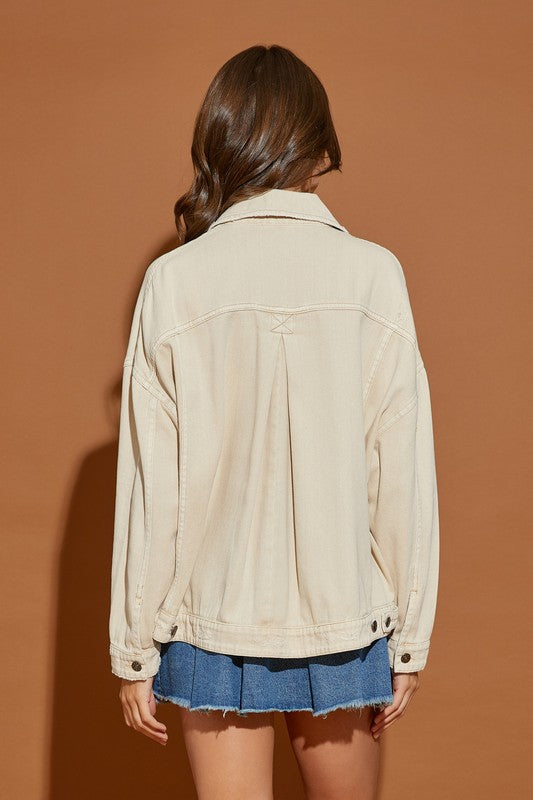 Load image into Gallery viewer, Sanford Back Pleated Jacket Ecru
