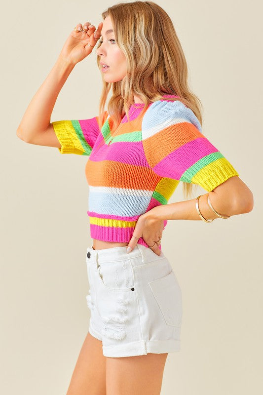 Neon Fall Crop Sweater