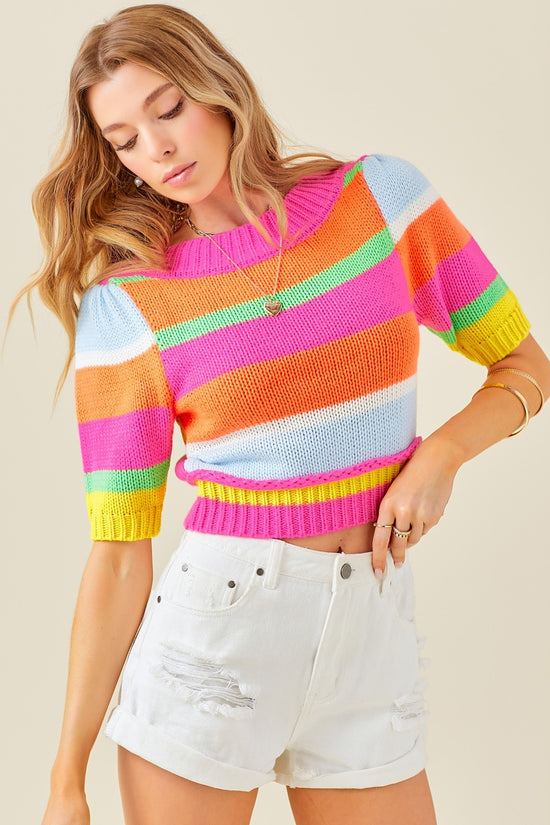 Neon Fall Crop Sweater