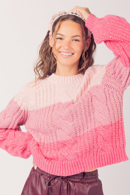 Pink Trio Cable Sweater