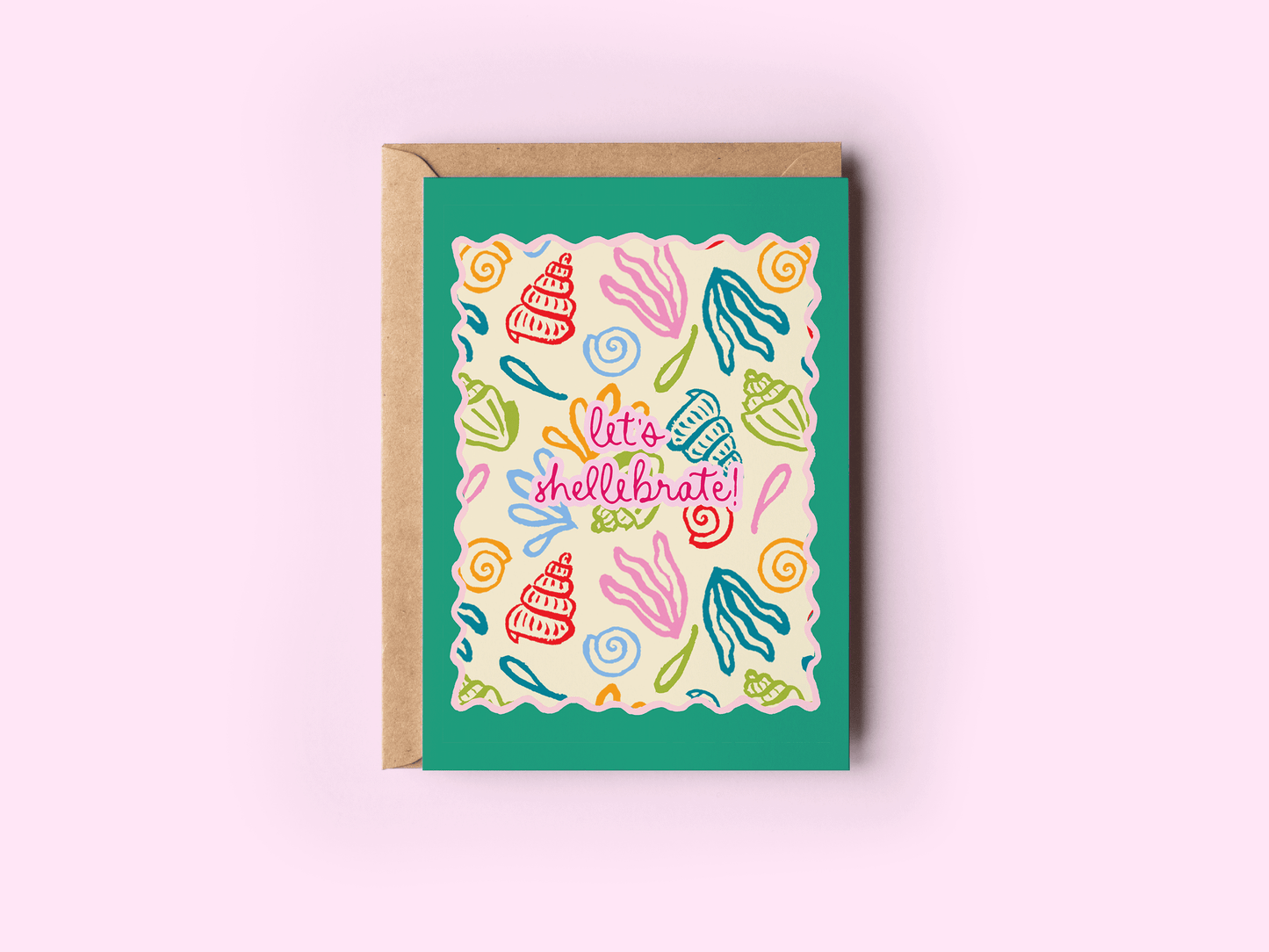 Let's Shellebrate! Seashell Beach Coastal Card