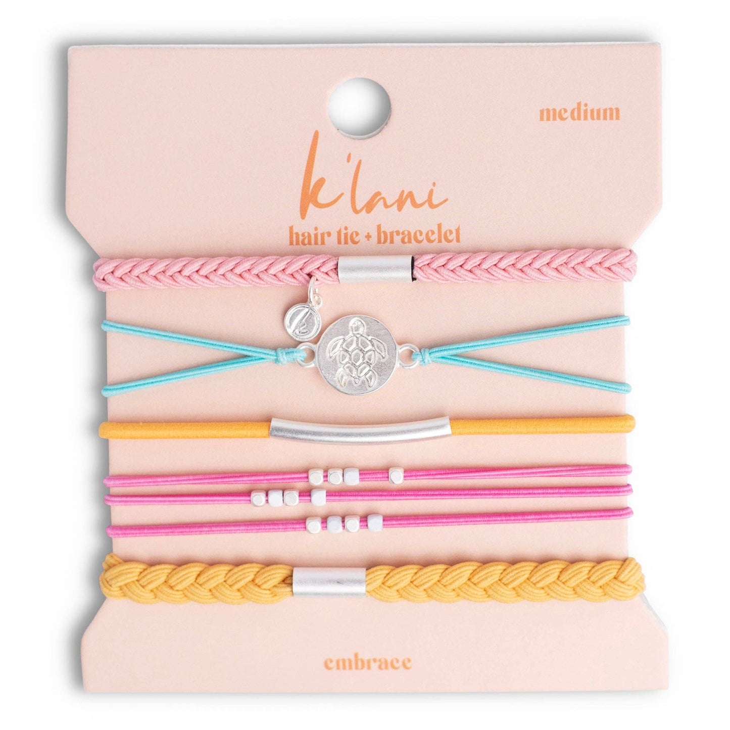 K'lani "Embrace" Bright Pastels with Silver Sea Turtle Charm Hair Tie Bracelets