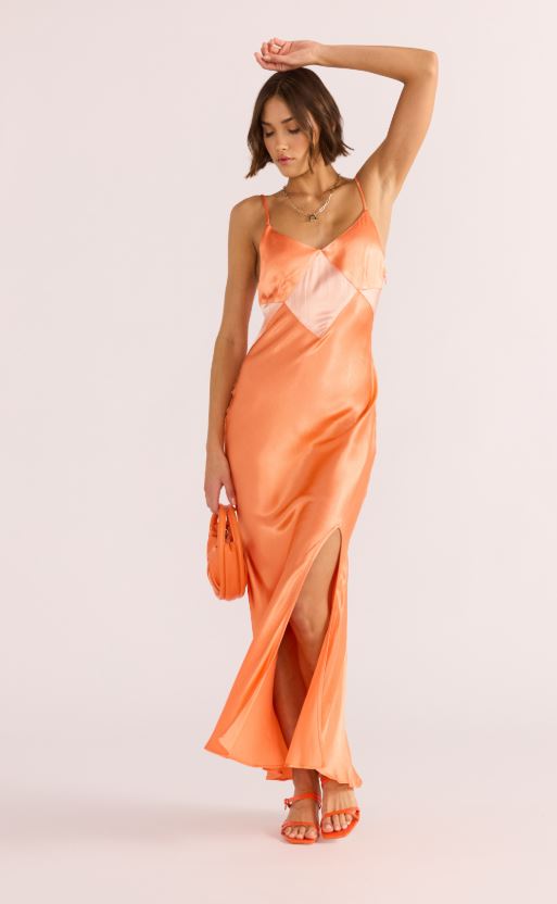 MINKPINK Orla Colorblock Midi Dress | Harbour Thread Orange/Peach / S MINKPINK Orla Colorblock Midi Dress | Harbour Thread Orange/Peach / S