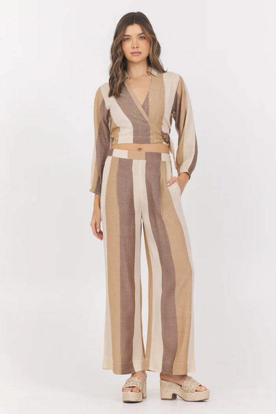 Vintage Havana Stripe Surplice Top Metallic