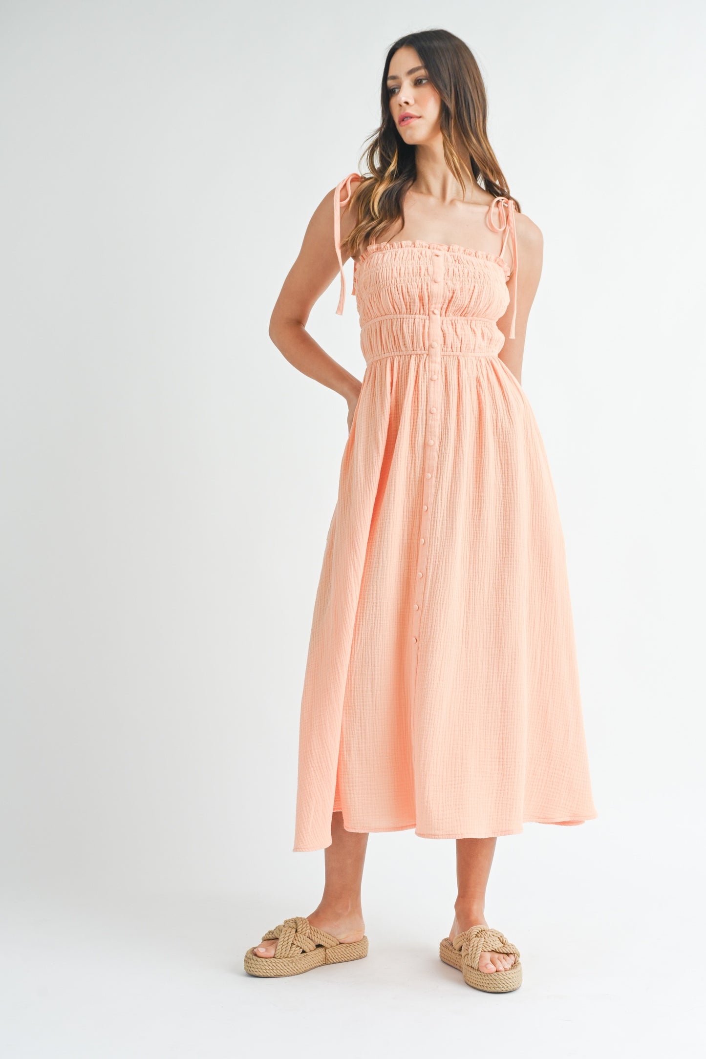 Annie Peach Gauze Dress