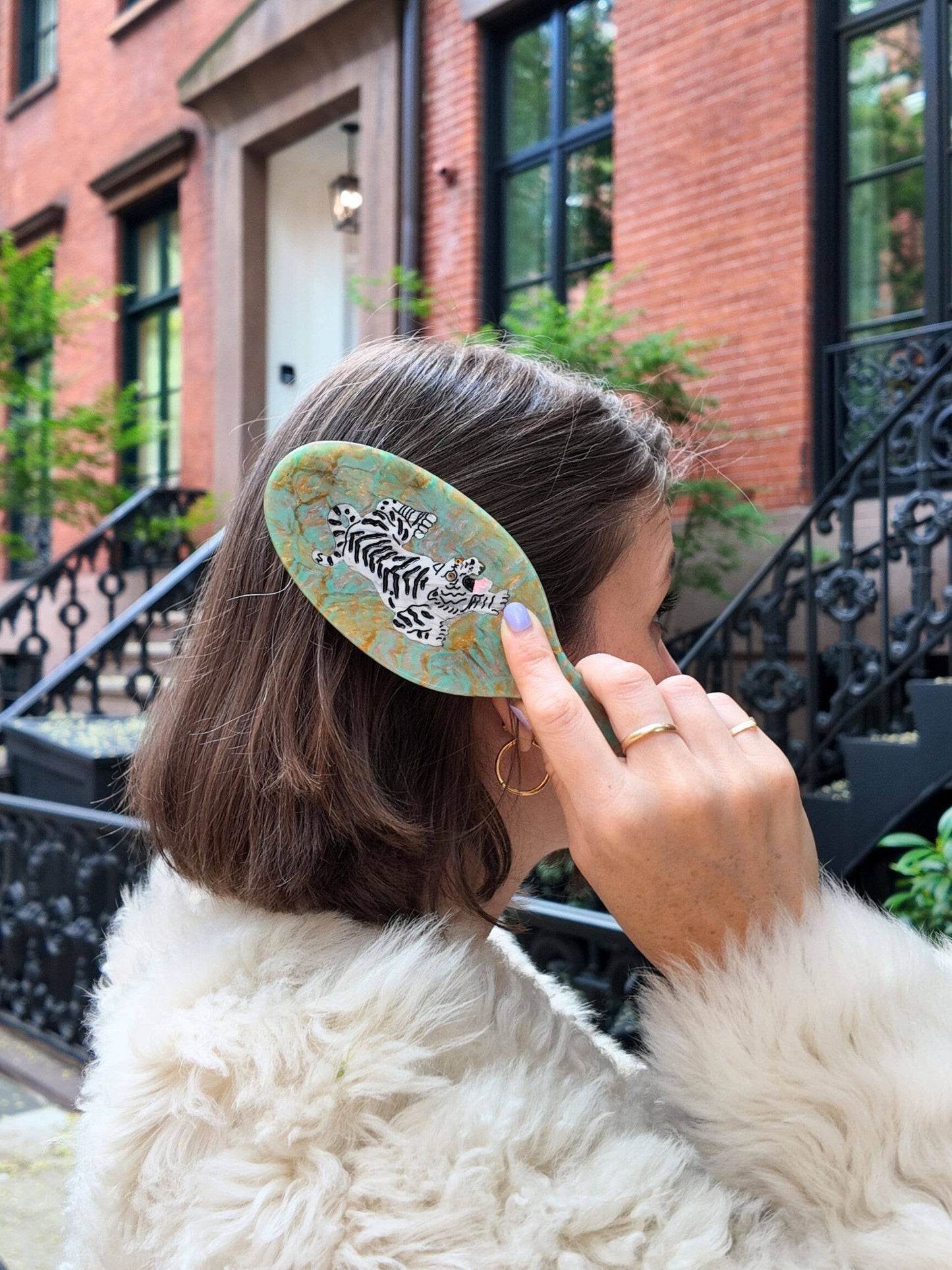 Solar Eclipse Hand-painted Tiger Amazing Hair Day Brush